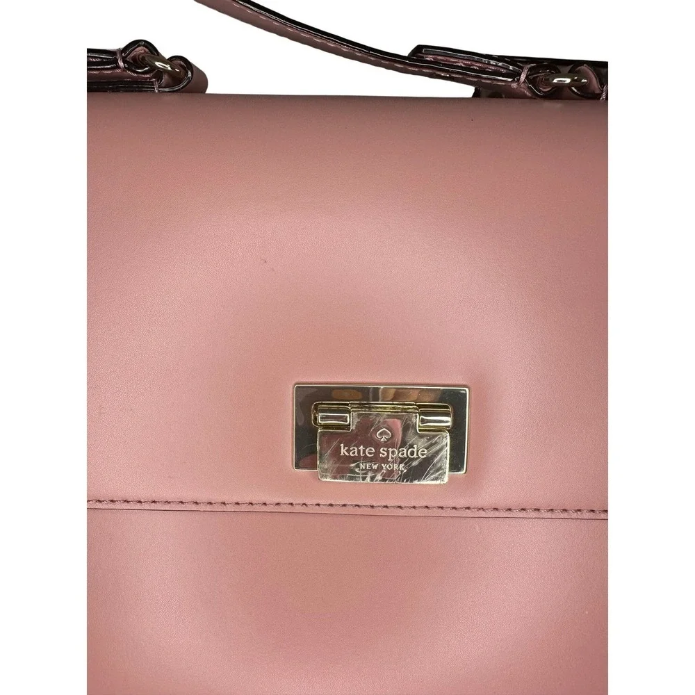 Kate Spade New York Pink Leather Satchel Handbag Turn‎ Lock Gold Accents